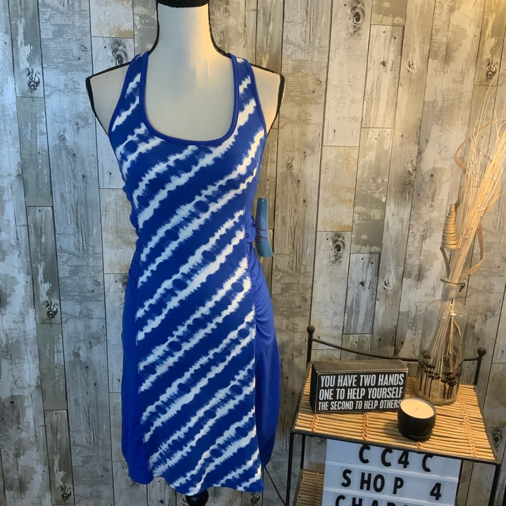Blue and White Striped Dress beach dress w/ sports bra inside. Size XS